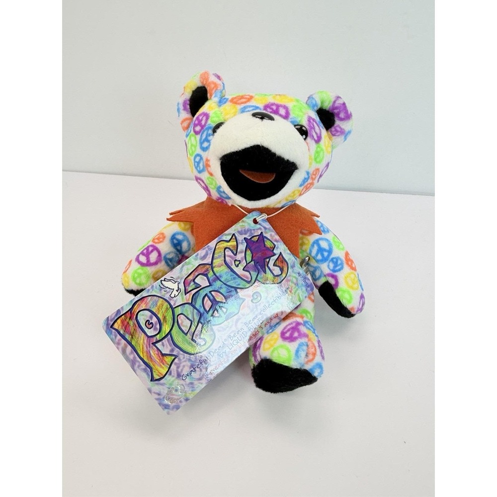Liquid Blue Grateful Dead Peace Bean Bear Beanbag Plush 2001
